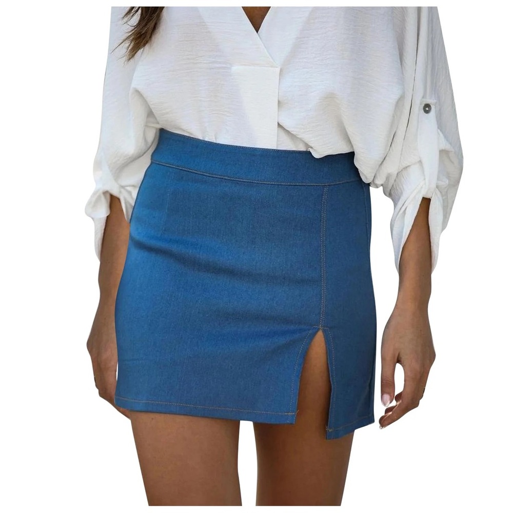 Blue Denim Mini Skirt